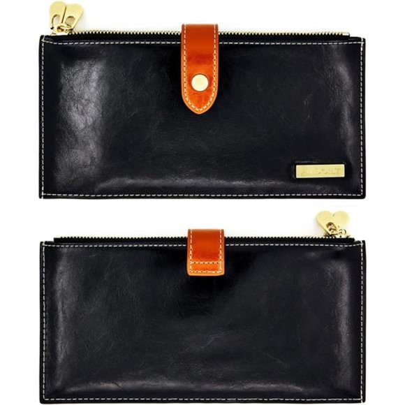 Women's Genuine Leather Wallet RFID Blocking Credit Card Holder Zipper Purse - Picture 4 of 6